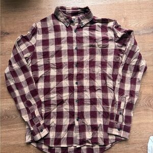 Levi’s Made and Crafted Men's Burgundy and Cream Plaid Button-Down Shirt